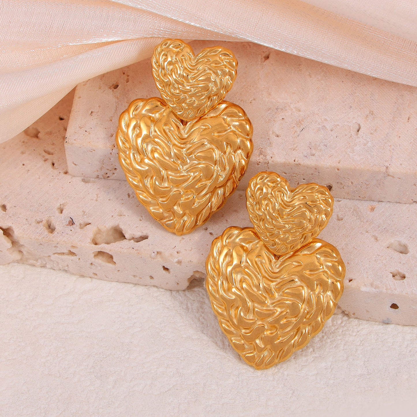 Texture Heart Earrings