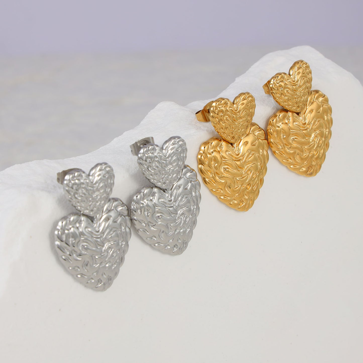 Texture Heart Earrings