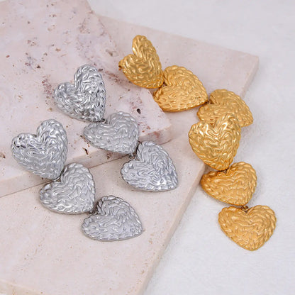 Hammered Heart Drop Earrings