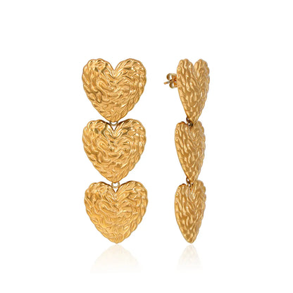 Hammered Heart Drop Earrings