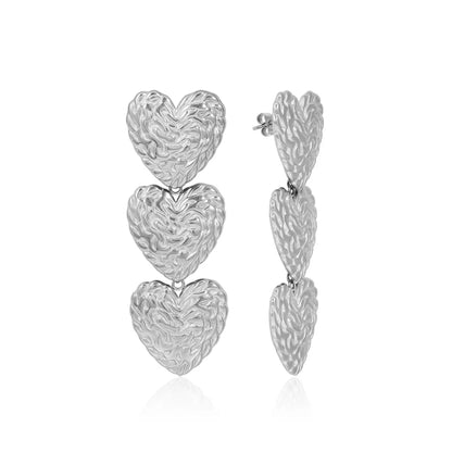 Hammered Heart Drop Earrings