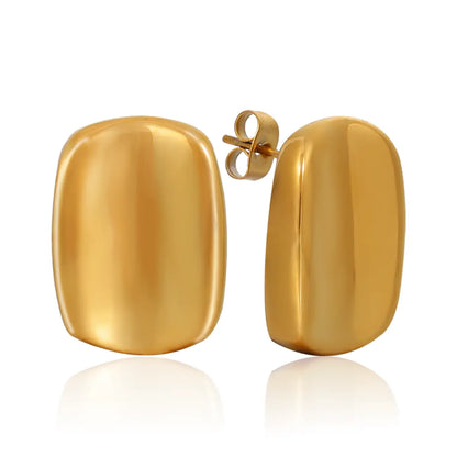 Glossy Rectangle Stud Earrings