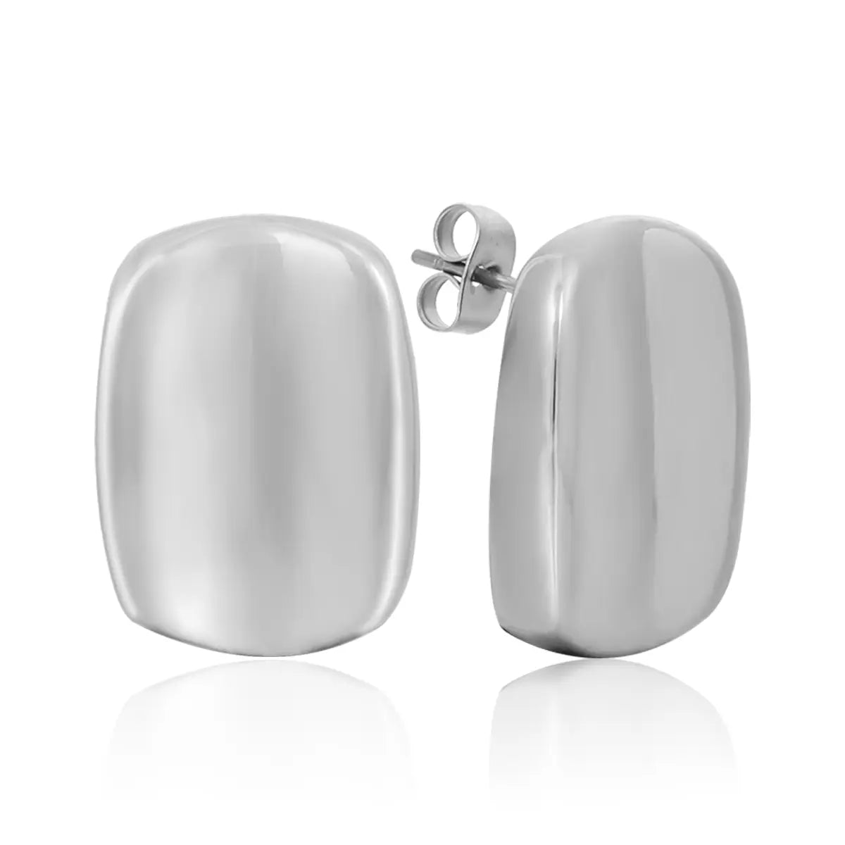 Glossy Rectangle Stud Earrings