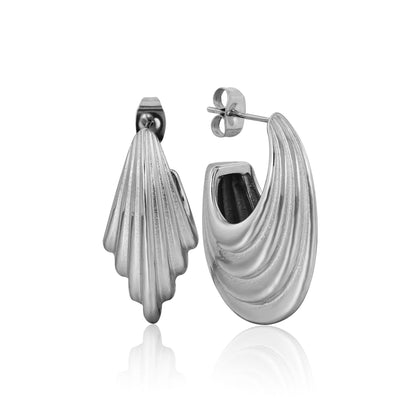 Curved Ribbed Stud Earrings