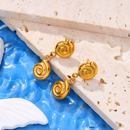 Double Spiral Drop Stud Earring
