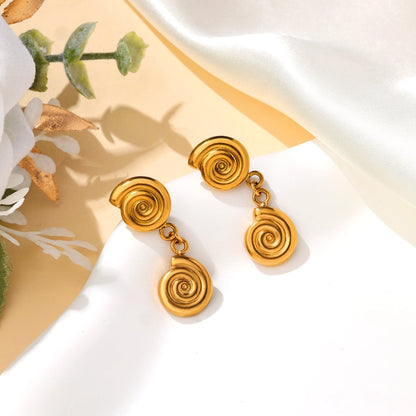 Double Spiral Drop Stud Earring