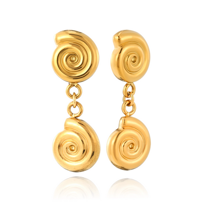 Double Spiral Drop Stud Earring