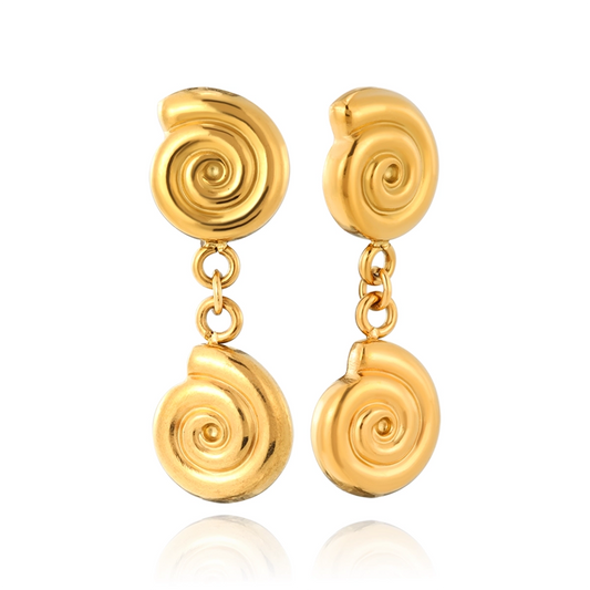 Double Spiral Drop Stud Earring
