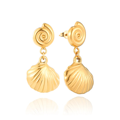 Shell Pendant Stud Earring