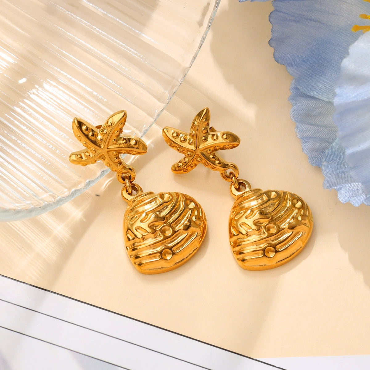 Starfish and Shell Stud Earring