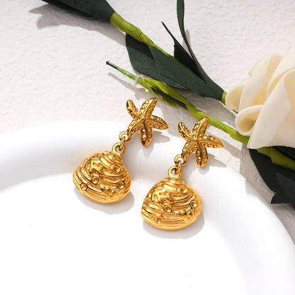 Starfish and Shell Stud Earring