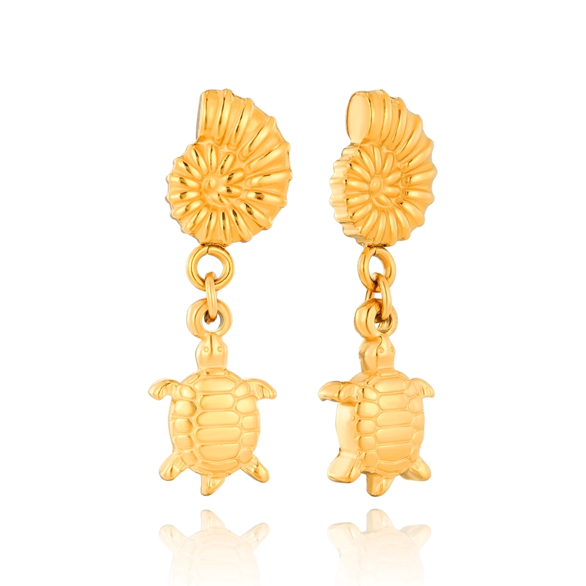 Turtle and Conch Stud Earring