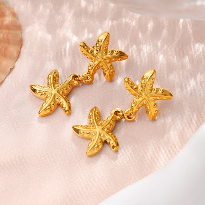 Double Starfish Drop Earring