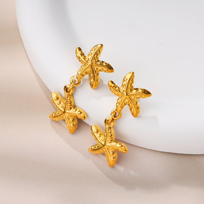 Double Starfish Drop Earring