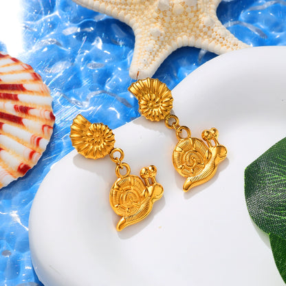 Conch and Snail Stud Earring