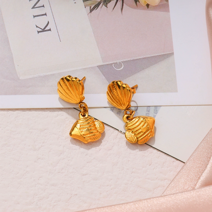 Shell and Fish Stud Earring