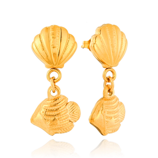Shell and Fish Stud Earring