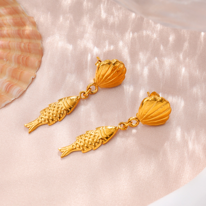 Small Fish Pendant Stud Earring