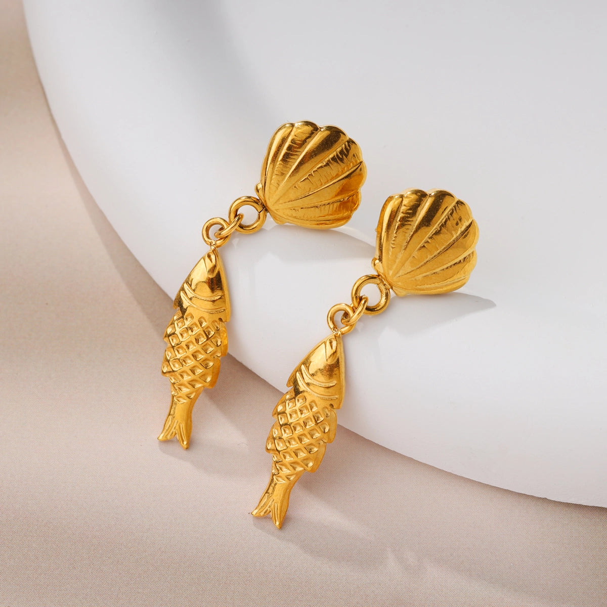 Small Fish Pendant Stud Earring