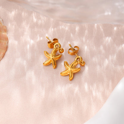 Starfish Pendant Stud Earring