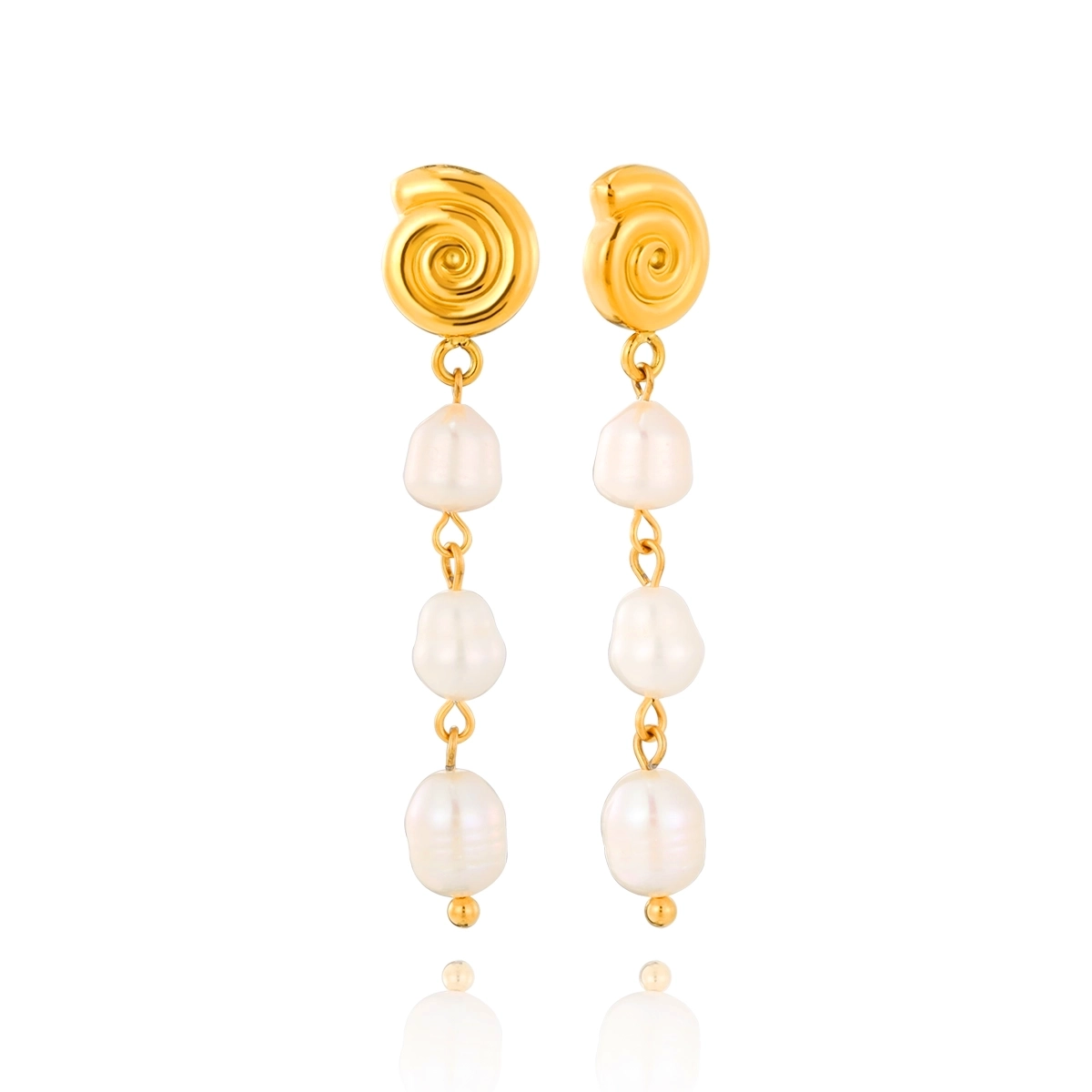 Spiral Freshwater Pearl Drop Earrings