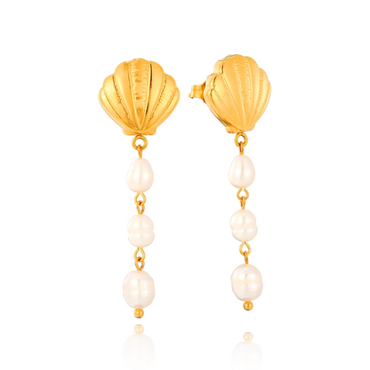 Shell Freshwater Pearl Drop Earrings