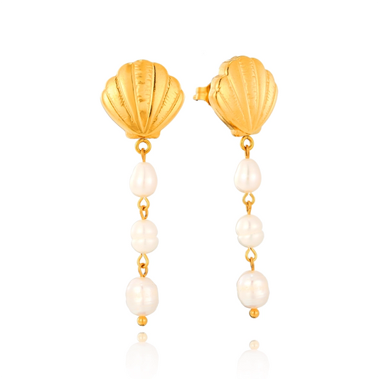 Shell Freshwater Pearl Drop Earrings