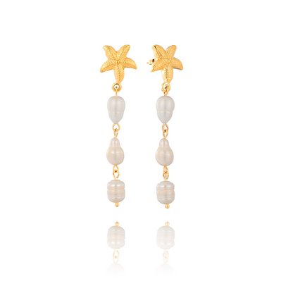 Starfish Freshwater Pearl Pendant Earrings