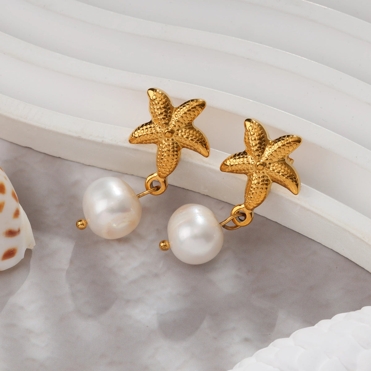 Starfish Freshwater Pearl Earrings