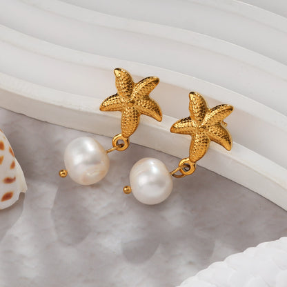 Starfish Freshwater Pearl Earrings