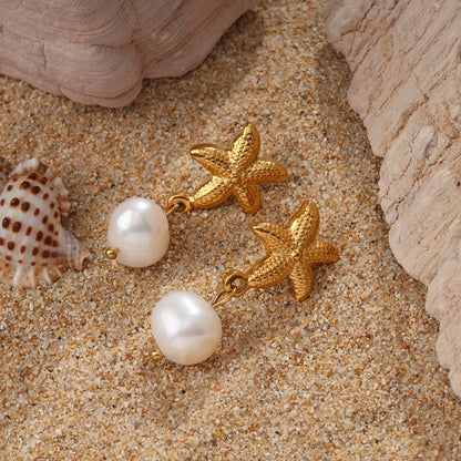 Starfish Freshwater Pearl Earrings