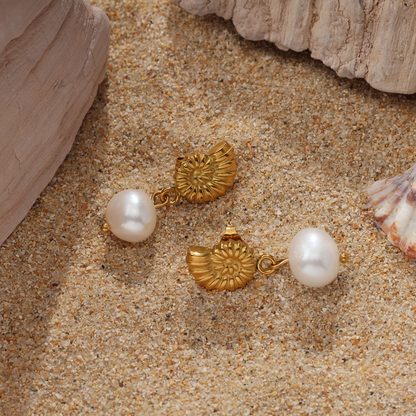 Conch Freshwater Pearl Earrings