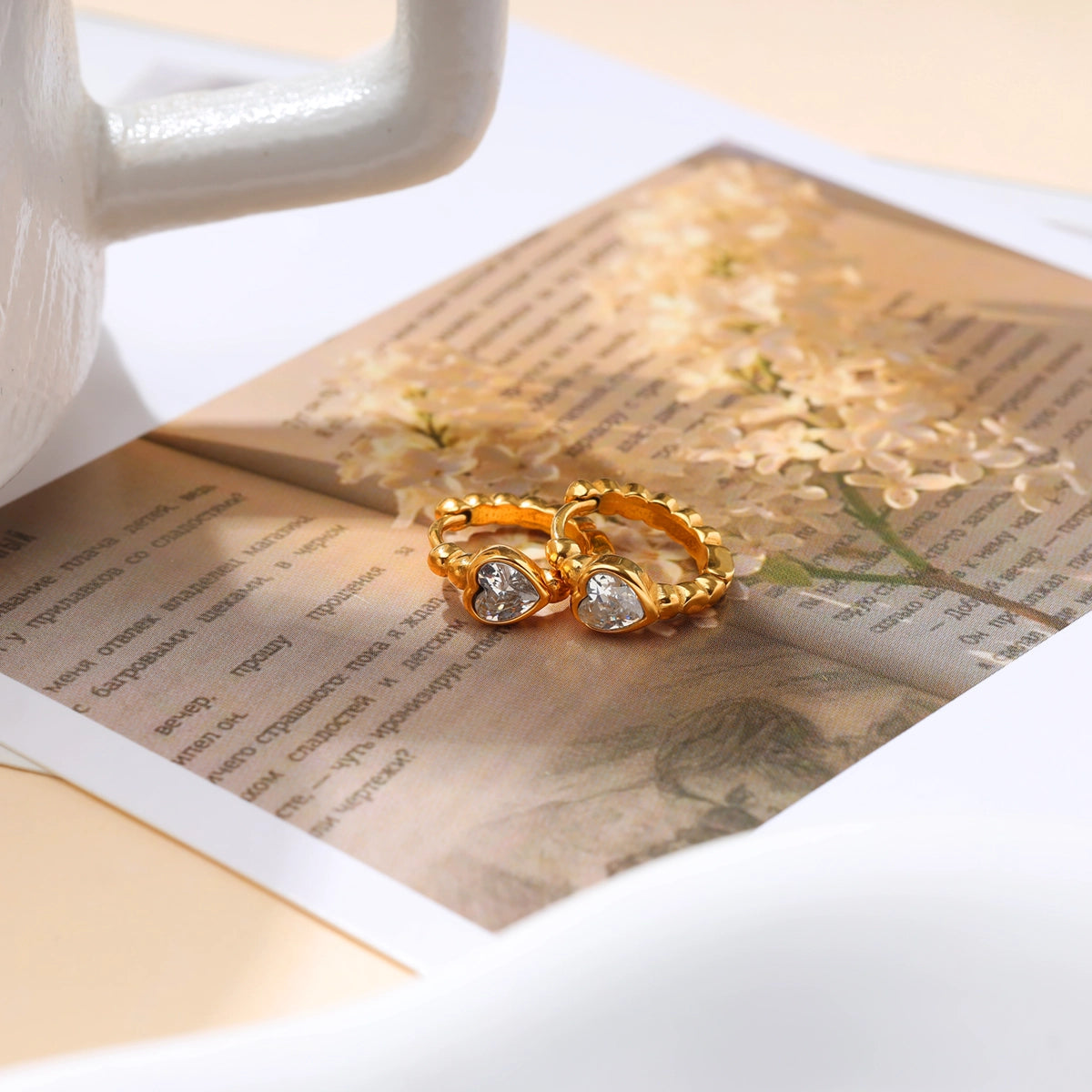 Mini Heart Shaped Diamond Earrings