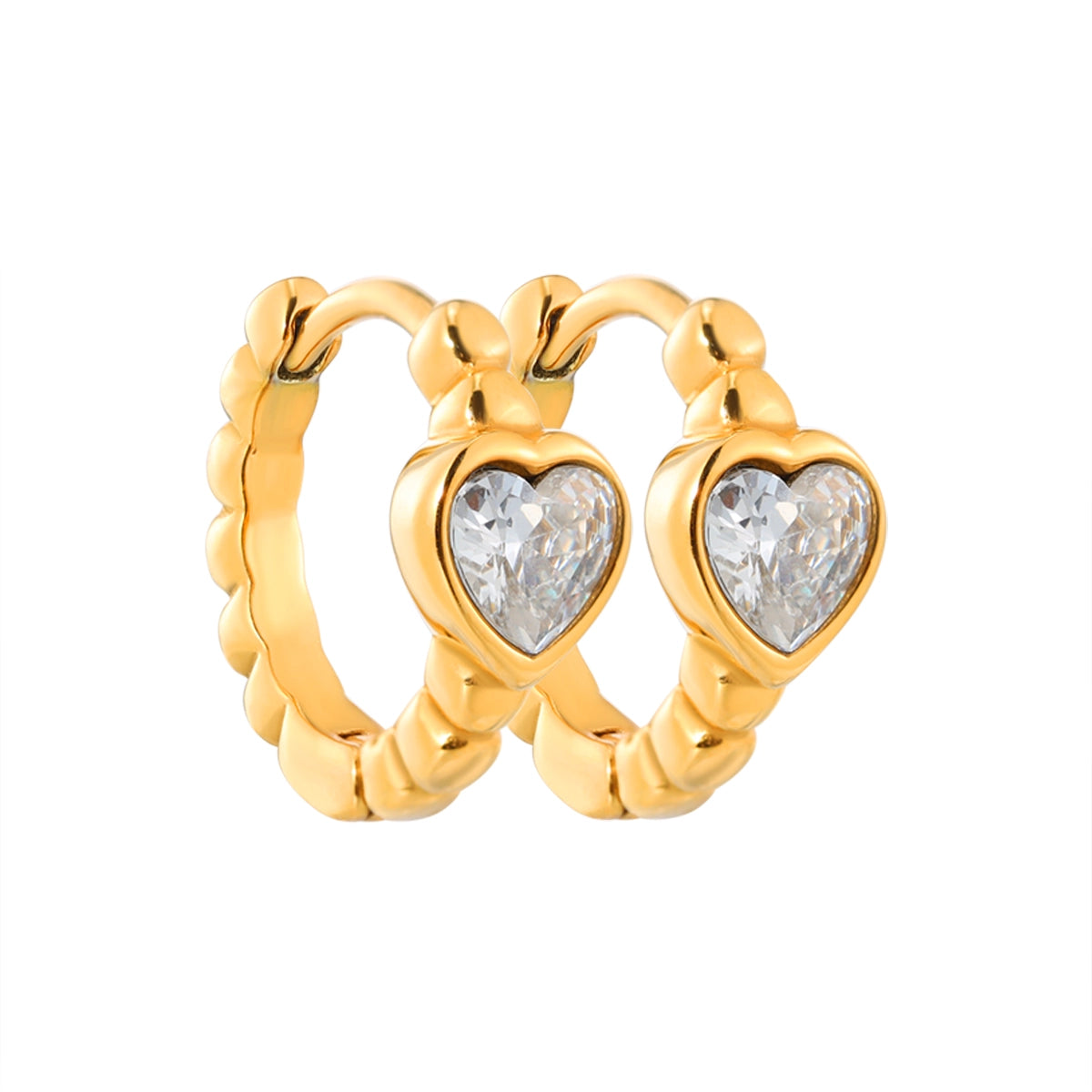 Mini Heart Shaped Diamond Earrings