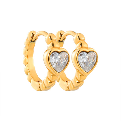 Mini Heart Shaped Diamond Earrings