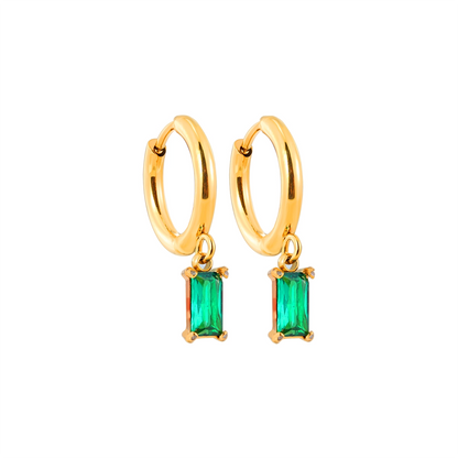 Square Green Zirconia Earrings