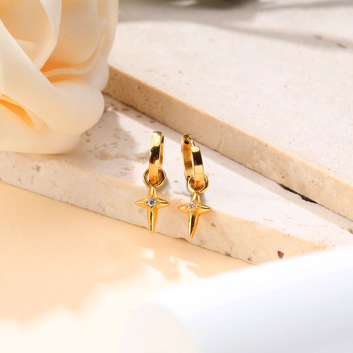 Mini Cross Diamond Earrings