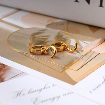 Mini Moon Diamond Earrings