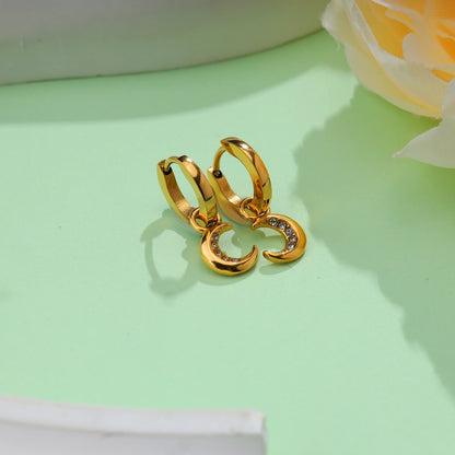 Mini Moon Diamond Earrings