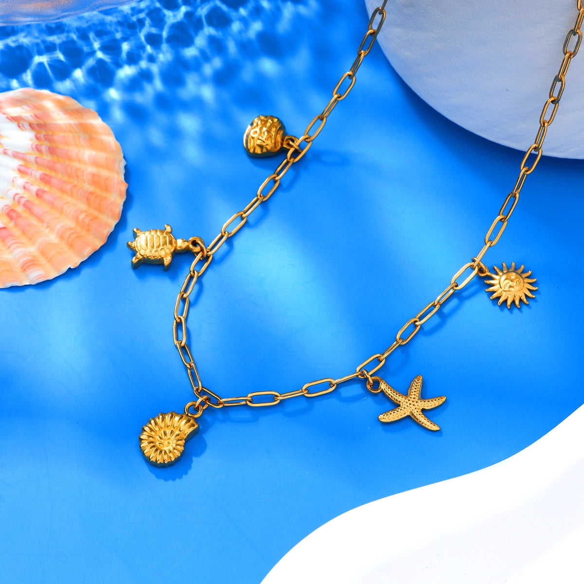 Shell Summer Oval Chain Necklace