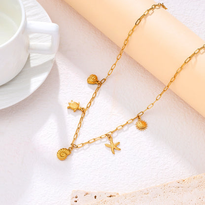 Shell Summer Oval Chain Necklace