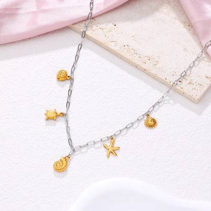 Shell Summer Oval Chain Necklace