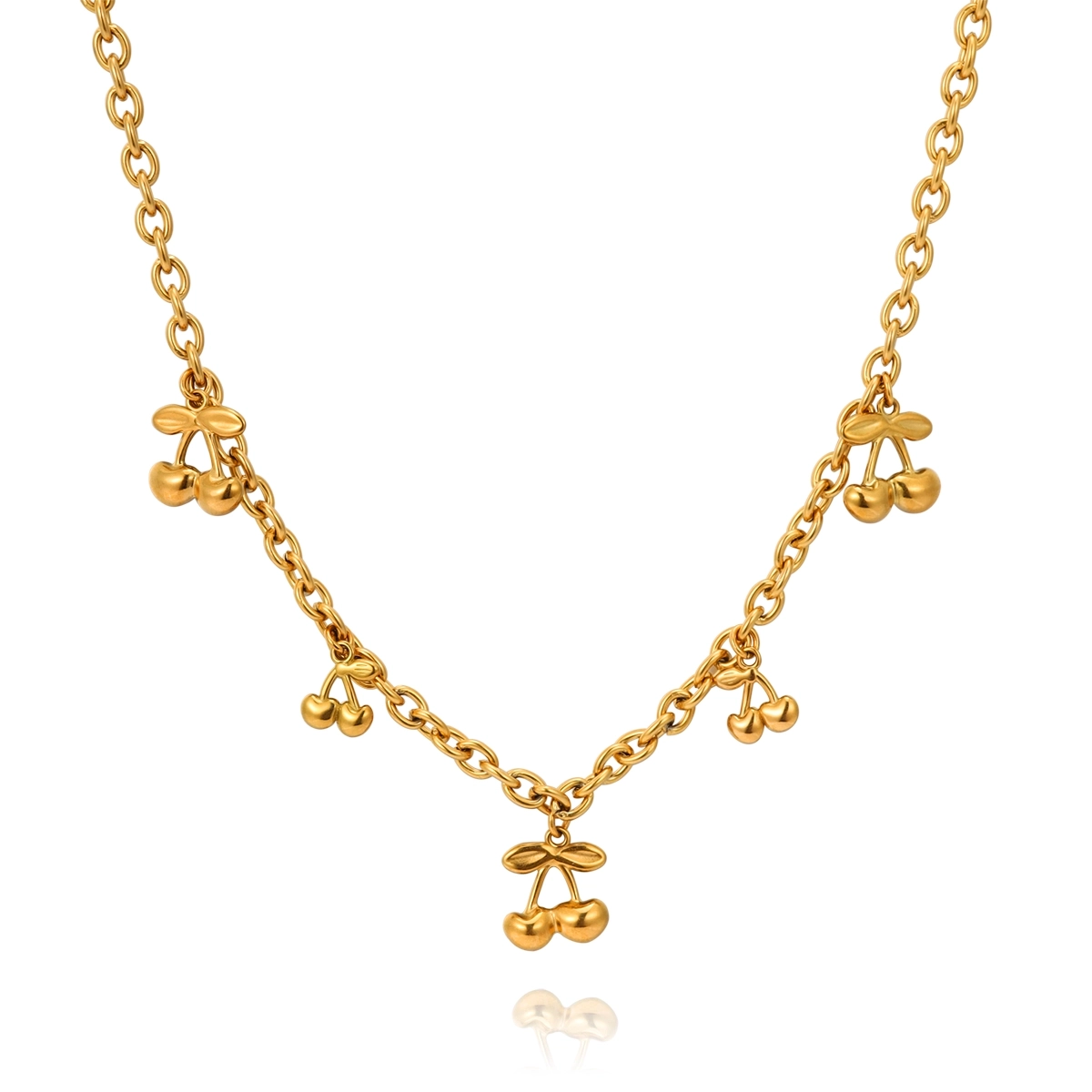 Gold Cherry Charm Necklace