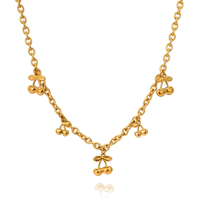Gold Cherry Charm Necklace