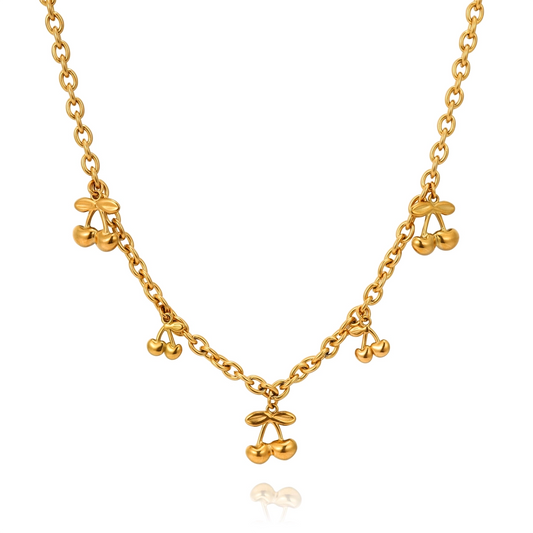 Gold Cherry Charm Necklace