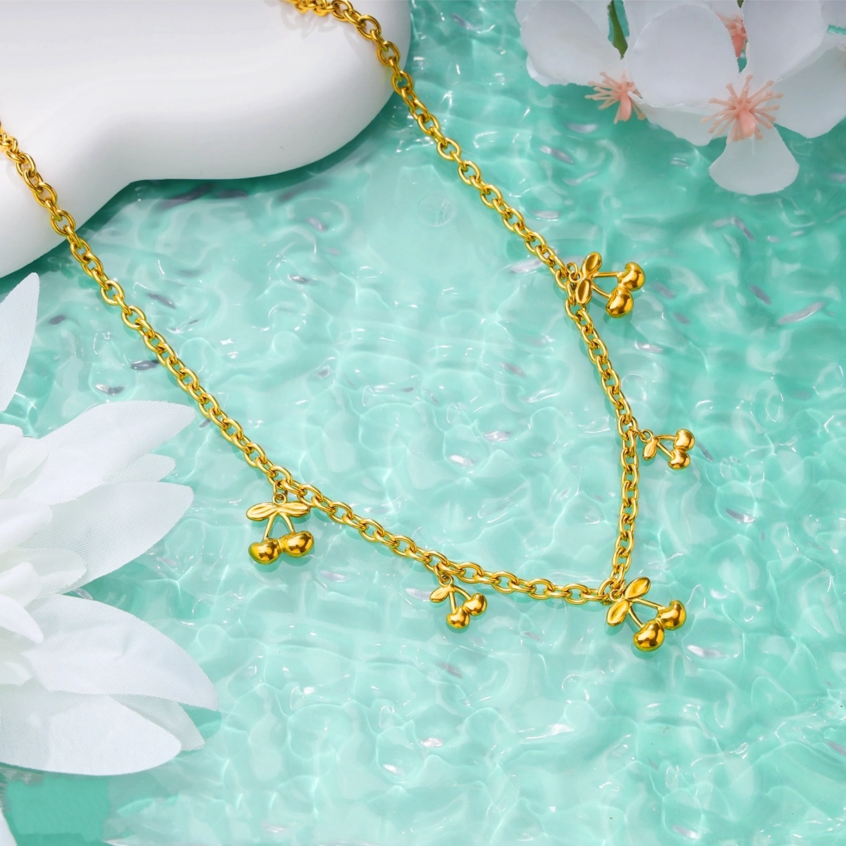 Gold Cherry Charm Necklace