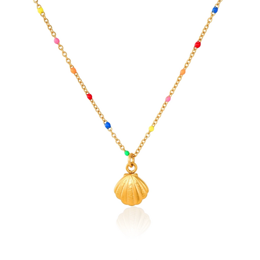 Shell Color Bead Pendant Necklace