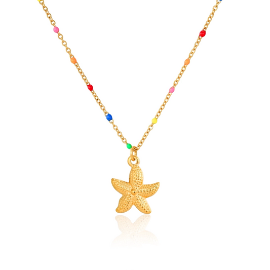 Starfish Colorful Bead Pendant Necklace