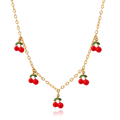 Red Cherry Charm Necklace