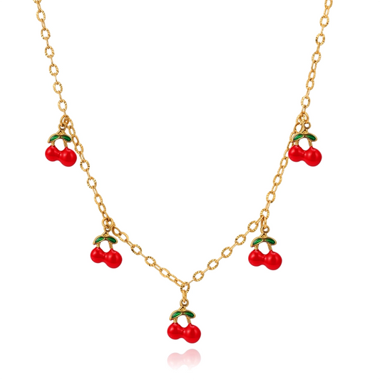 Red Cherry Charm Necklace